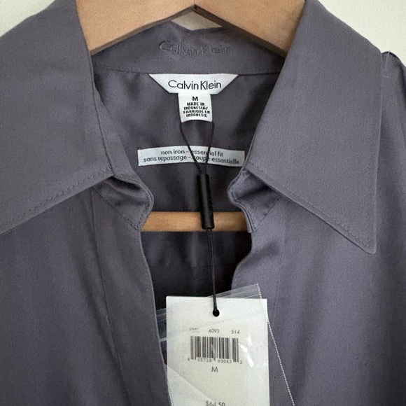 Calvin Klein Essential Fit Non Iron Button Down Shirt in Dove Gray - Picture 2 of 5